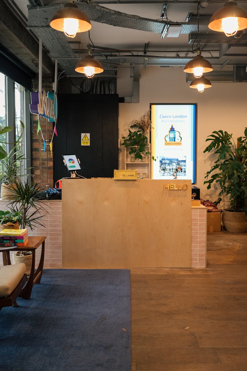 Modern corporate office space with stylish furniture and professional design