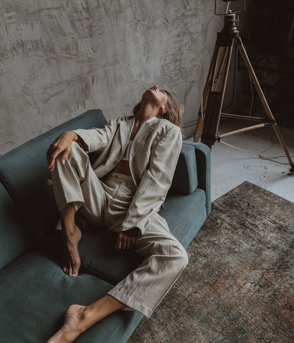 Woman interior designer professional portrait in modern studio setting